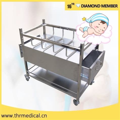 Stainless Steel Hospital Bassinet With Drawers Newborn Baby Cot Baby