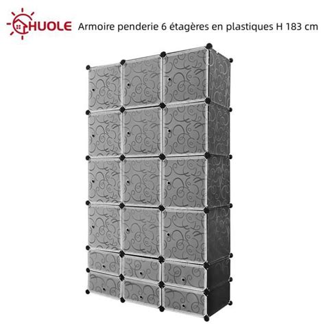 Huole Armoire Penderie Tag Res De Rangement En Plastiques Noir Avec