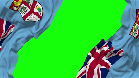 Fiji Flag Waving On Sides Isolated With Bump Texture 3d Rendering Green Screen Alpha Matte