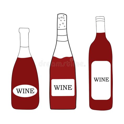 Red Wine In Bottles Vector Illustration In Doodle Style Stock Vector