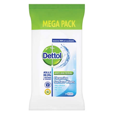 Dettol Anti Bacterial Cleansing Surface Wipes 72 Centra