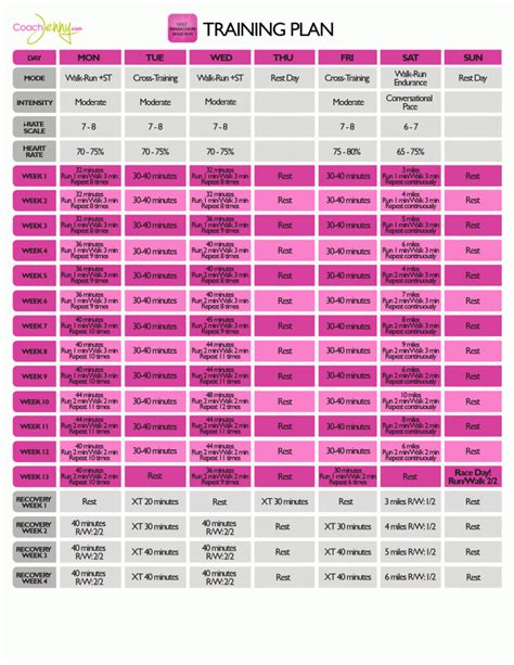 Free Printable Half Marathon Training Schedule - Printable Form ...