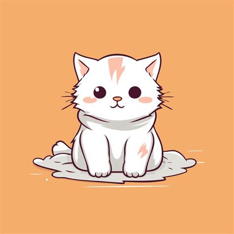 Premium Vector Cute Cartoon Cat Sitting On The Ground Vector