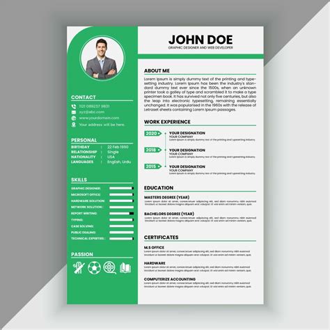 Professional Vector Resume Template Free Resources