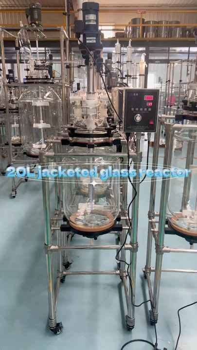 Lab Chemical Bioreactor Jacketed Glass Agitator Coated Tank L L L