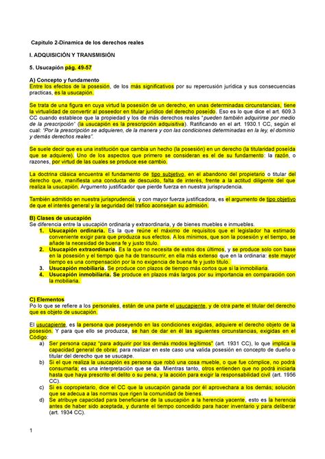 Cap2 Usucapión Usucapion Tema 2 Capitulo 2 Dinamica De Los Derechos