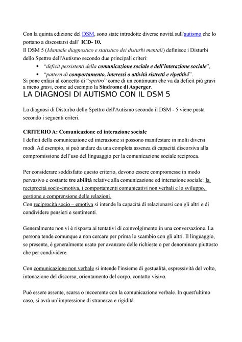 Criteri Diagnosi Autismo Con La Quinta Edizione Del Dsm Sono State