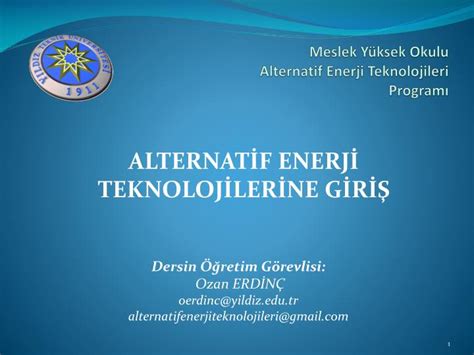 PPT Meslek Yüksek Okulu Alternatif Enerji Teknolojileri Programı