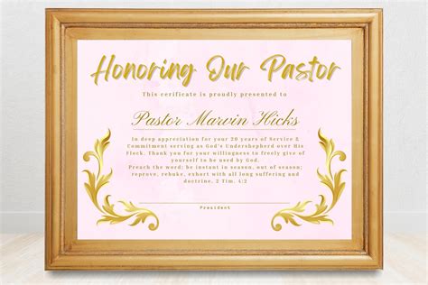 Editable Pastor S Appreciation Certificate From Members Pastor Gift