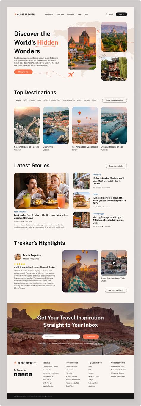 Globe Trekker - Travel Guide Website Design 🧳 by Tisha Saha on Dribbble