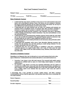 Root Canal Treatment Consent Form Fill And Sign Printable Template Online