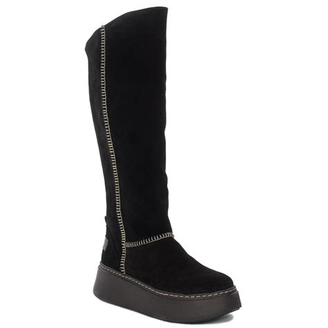 Maciejka Black Leather Knee High Boots Maciejka Obuwie Damskie