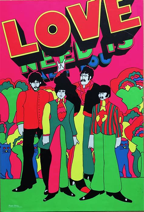 Lot Beatles Psychedelic Poster All You Need Is Love 1969