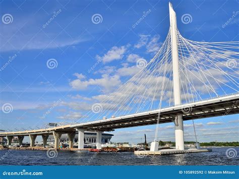 The View From The Water On A Cable Stayed Bridge And Painting Th