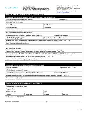 Fillable Online Critical Illness Claim Form Attending Fax Email