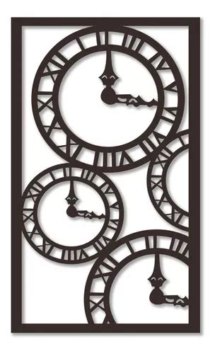 Cuadro Relojes Decorativo Triptico Calado Negro Mdf X Cm