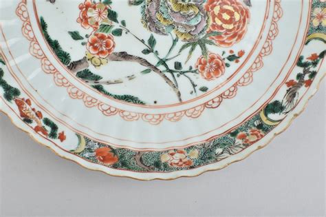 Plate Decorated In The Famille Verte Palette With A Bird Porcelain