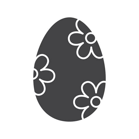 Easter Egg Glyph Icon Silhouette Symbol Easter Egg With Flowers