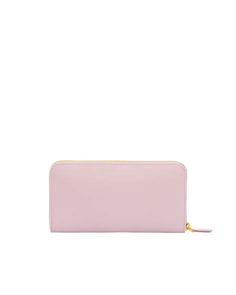 Alabaster Pink Large Saffiano Leather Wallet Prada