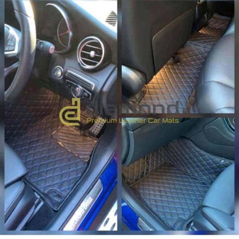 Diamond Car Mats Black and Red Stitching Luxury Car Mats Set - Premium Car Floor Mats