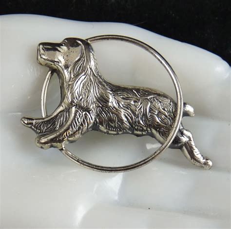 Vintage Sterling Silver Dog Pin Spaniel J 624 Removed Vintage