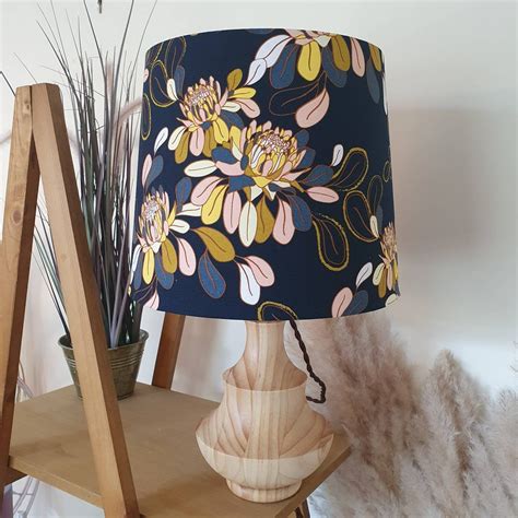 Navy Flowers Classic Tapered Lampshade Custom Made Choose Etsy Australia