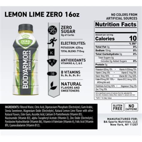 Bodyarmor® Lemon Lime Zero Sugar Sports Drink Bottle 16 Fl Oz Kroger