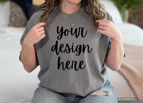 Comfort Colors C1717 Mockup Grey Comfort Colors Grey Mockup Oversized Comfort Colors Mockup