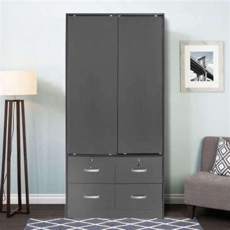 Better Home Products Sarah Modern Wood Double Sliding Door Armoire In