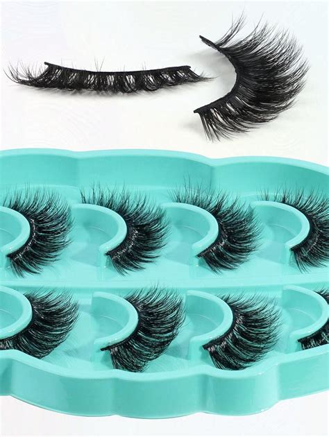 MAGEFY 5pairs Set 3D Faux Mink Hair Fluffy False Eyelashes With Leaf