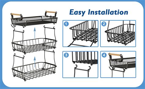 ANTOPY 3 Tier Fruit Basket With 2 Banana Hangers Countertop Vegetable