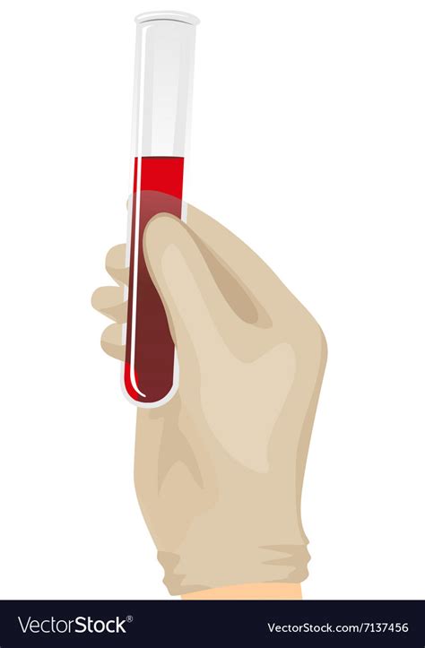 Hand Holding A Test Tube Filled With Blood Vector Image