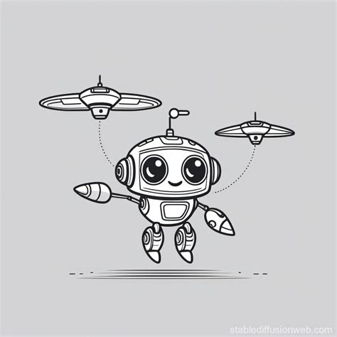 Adorable Flying Robot Sketch | Stable Diffusion Online