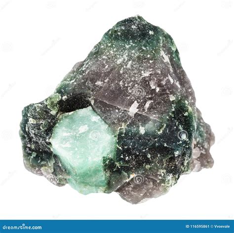 Crystal of Beryl Gemstone in Rock Isolated Stock Image - Image of ...