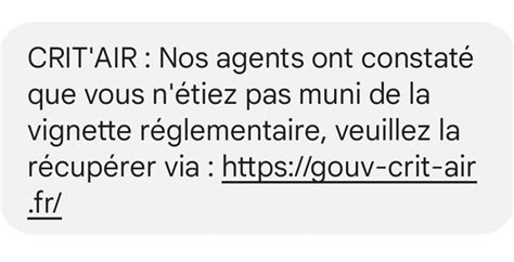 Arnaque La Vignette Critair Attention Ces Sms Que Vous Pouvez