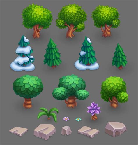 Казуальные деревья | Game background art, Game concept art, 2d game art