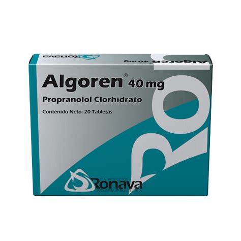 Algoren Propranolol Mg Ronava Caja X Tabletas