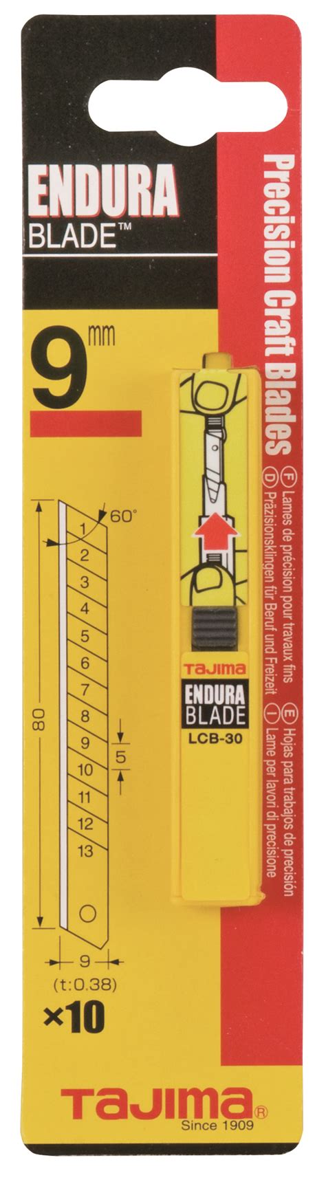 Tajima Endura Cutter Knife Blades 9 Mm 10 Pieces Box On Blister Fivel