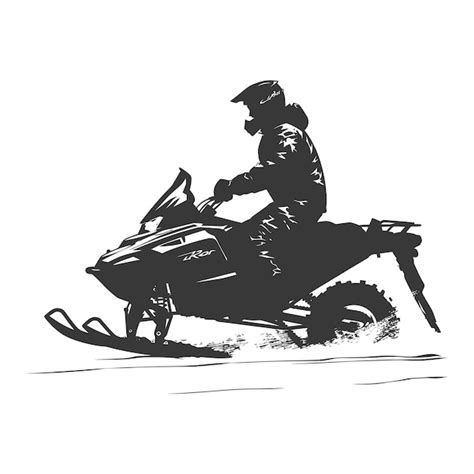 Silueta Hombre Montando Una Moto De Nieve Color Negro S Lo Vector Premium