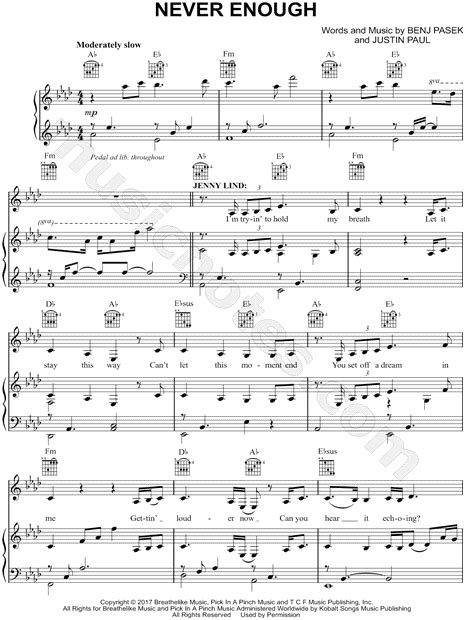 "Never Enough" from 'The Greatest Showman' Sheet Music in Ab Major (transposable) - Download ...