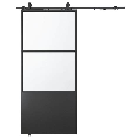 Buy Jubest Glass Sliding Barn Door 36in X 84in Modern Glass Door Paneled Frosted Glass Carbon