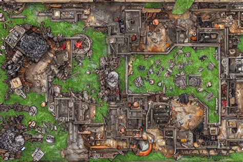 Krea Ai Dungeons And Dragons Battle Map Old Scrapyard Lo