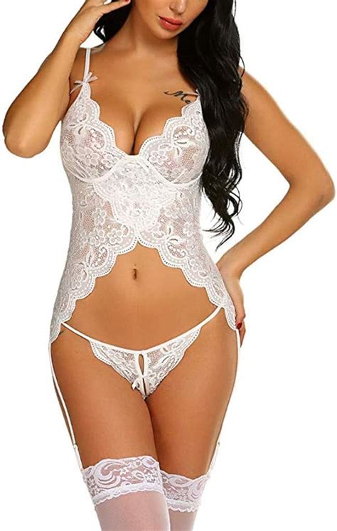 Uulike Women Underwear Thong With Garter Lingerie Set Fashion Lace