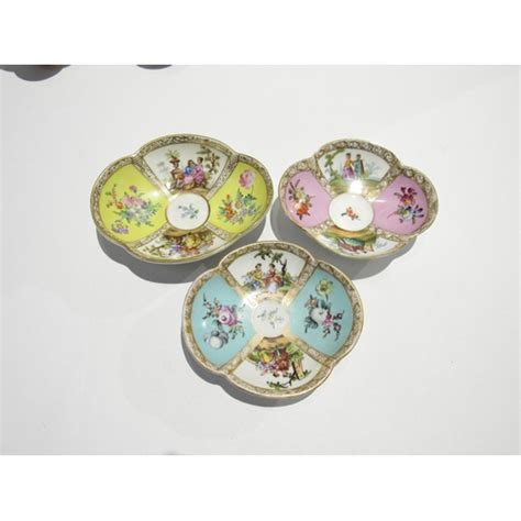 Three Continental Cabinet Cups And Saucers