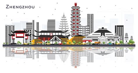 Premium Vector | Zhengzhou China City Skyline with Gray Buildings and ...