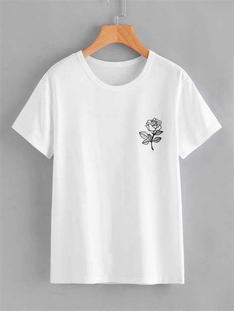 White Rose Print T Shirt Print Clothes Print T Shirt Rose Print