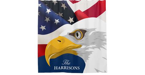 Proud Patriotic American Flag With Bald Eagle Shower Curtain Zazzle