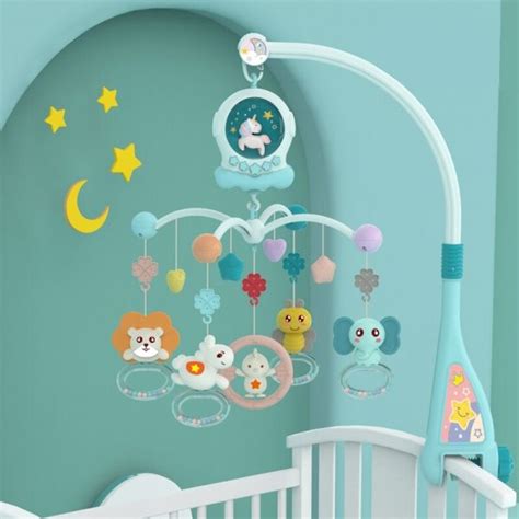 Buy Blue Baby Musical Crib Mobiles Rotating Bed Bell Nightlight