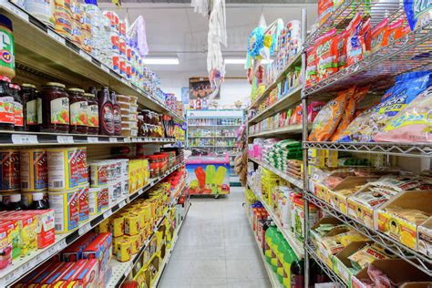 Food on shelves of grocery store - Stock Photo - Dissolve