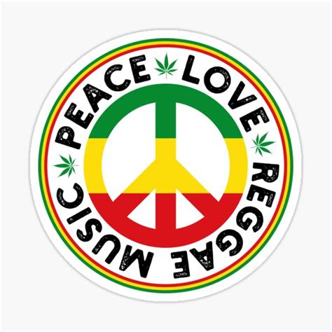 Pegatina Reggae Paz Amor Símbolo Rasta Bandera Colores de